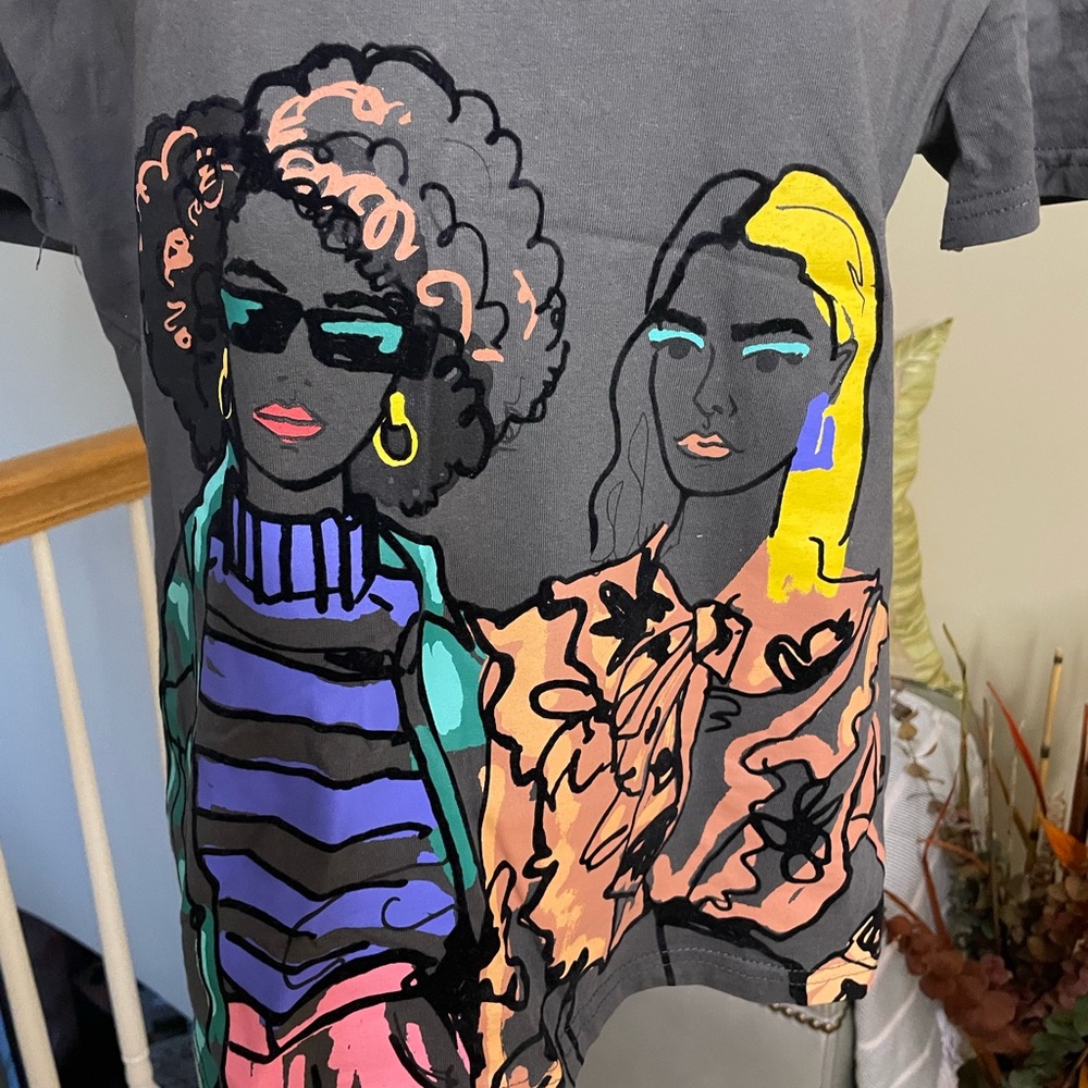 Graphic Tee with Fashion Illustration NWOT